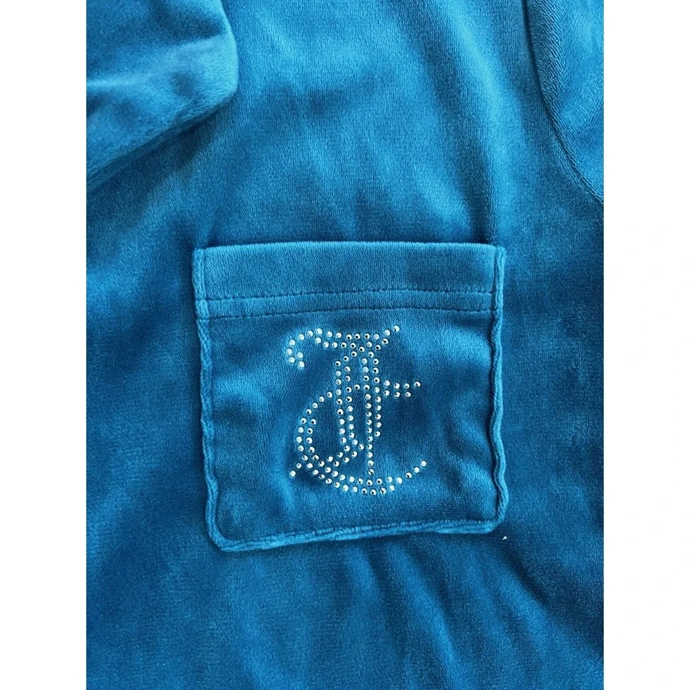 Juicy Couture Teal Velour Pajama Set Rhinestone Logo Sleepwear‎ 8329-47 Womens L